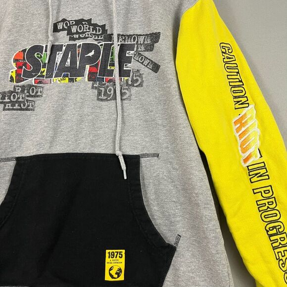 Rare Staple Pigeon Mens Sweater Size Medium Hoodie Pullover Gray Mulitcolor Riot - Picture 2 of 8